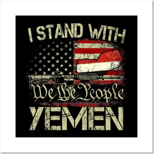 I Stand With Yemen, We the People American Flag Posters and Art